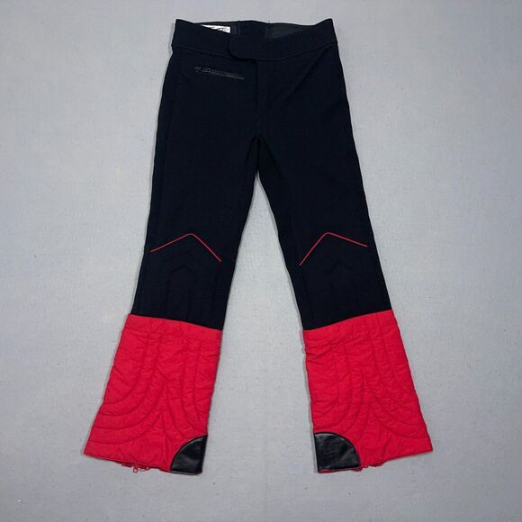 Vintage Profile Ski Pants Woman Size 12 Snowboard Snow Padded Black Red‎ Flared - Picture 1 of 14